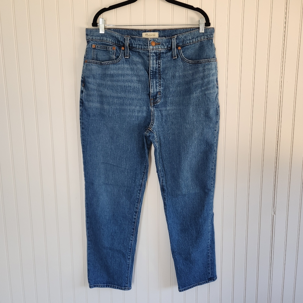 MADEWELL Medium Blue Wash Mom Denim Cotton Blend Essential Closet Staple Jean 32